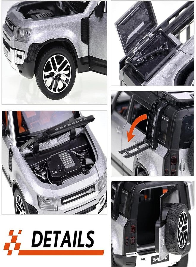 UKAXA 1:24 Defender Toy Car Diecast Metal Model Land Rover Defender Car for Kids Pull Back Openable Door with Light Sound, Multicolor - Image 5